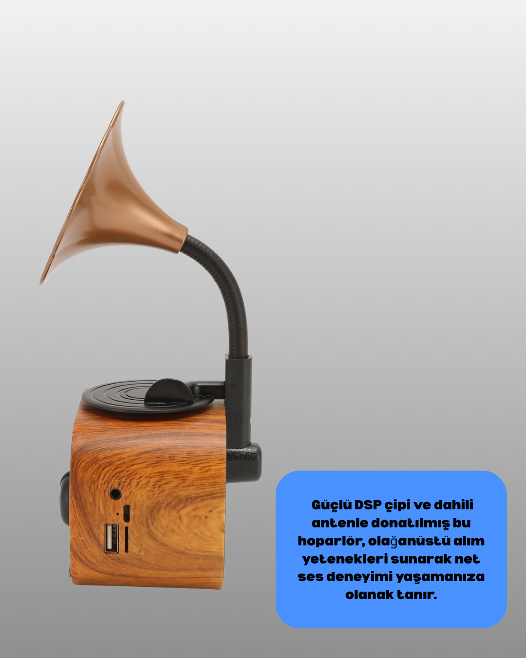 Taşınabilir Mini Retro Radyo Bluetooth Hoparlör USB SD AUX Destekli