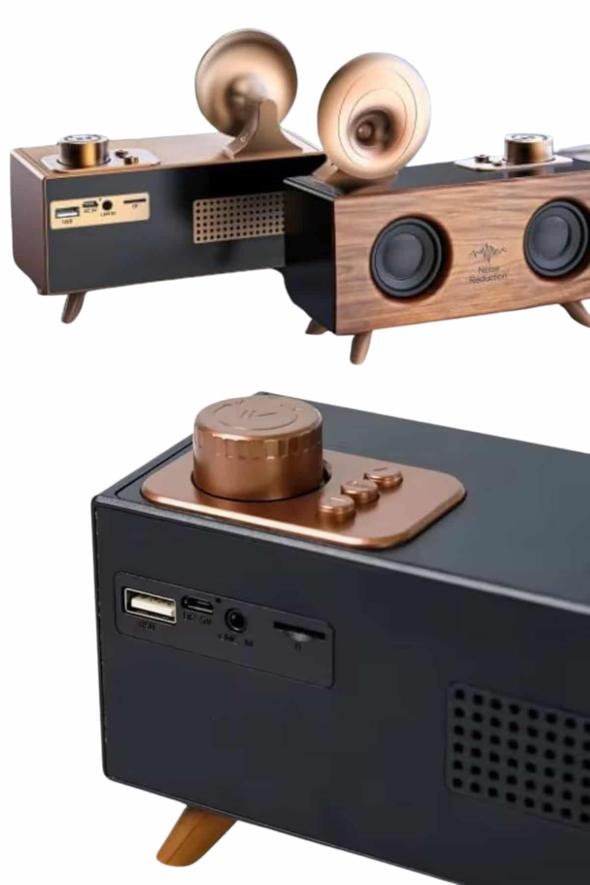 Bluetooth Nostalji Speaker Radyo Gramofon Ahşap Renk Vintage