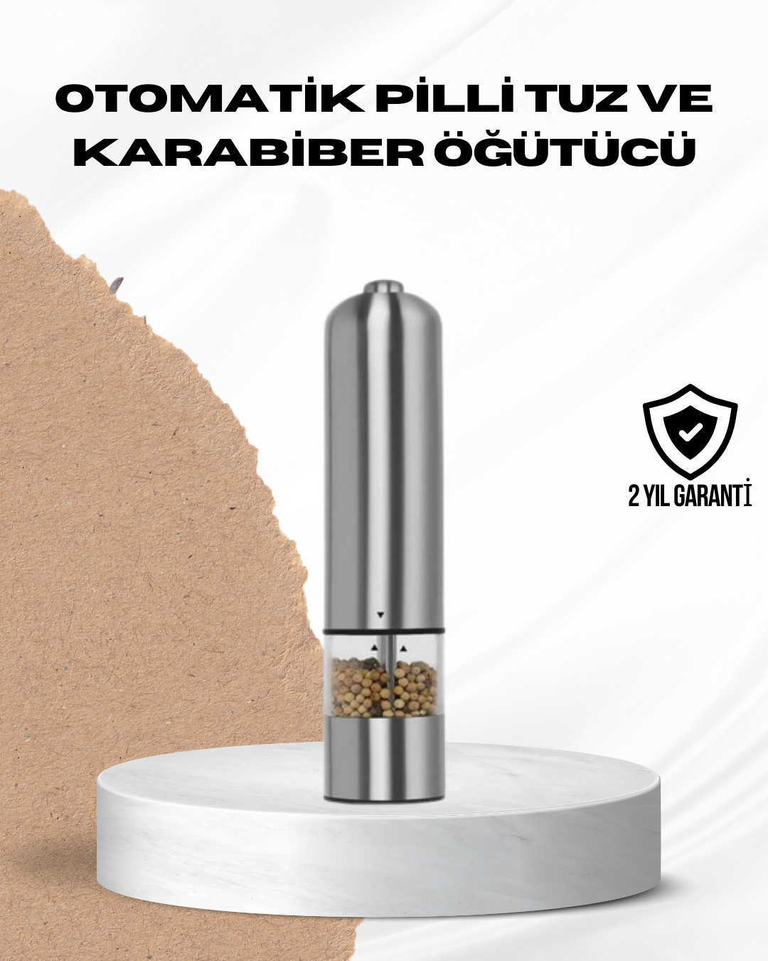 Tek Elle Kullanılan Otomatik Baharat Değirmeni Işıklı Sistem
