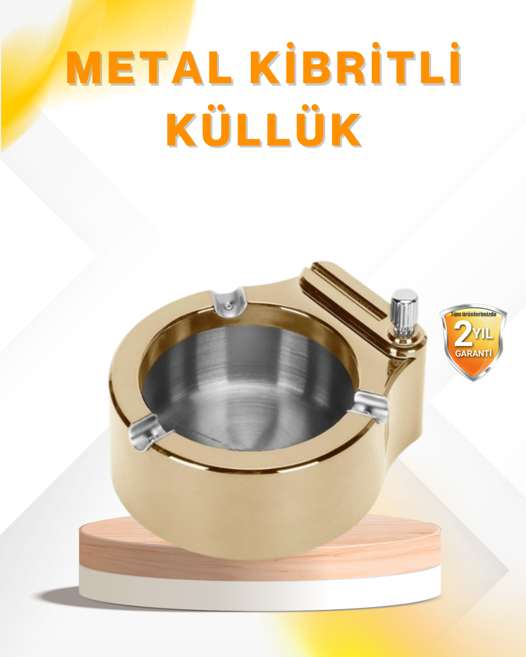 Çakmak Entegreli Küllük Yeniden Doldurulabilir Metal Gövde