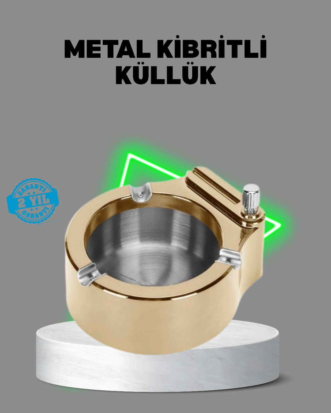 Çakmaklı Küllük Paslanmaz Metal Dayanıklı Tasarım