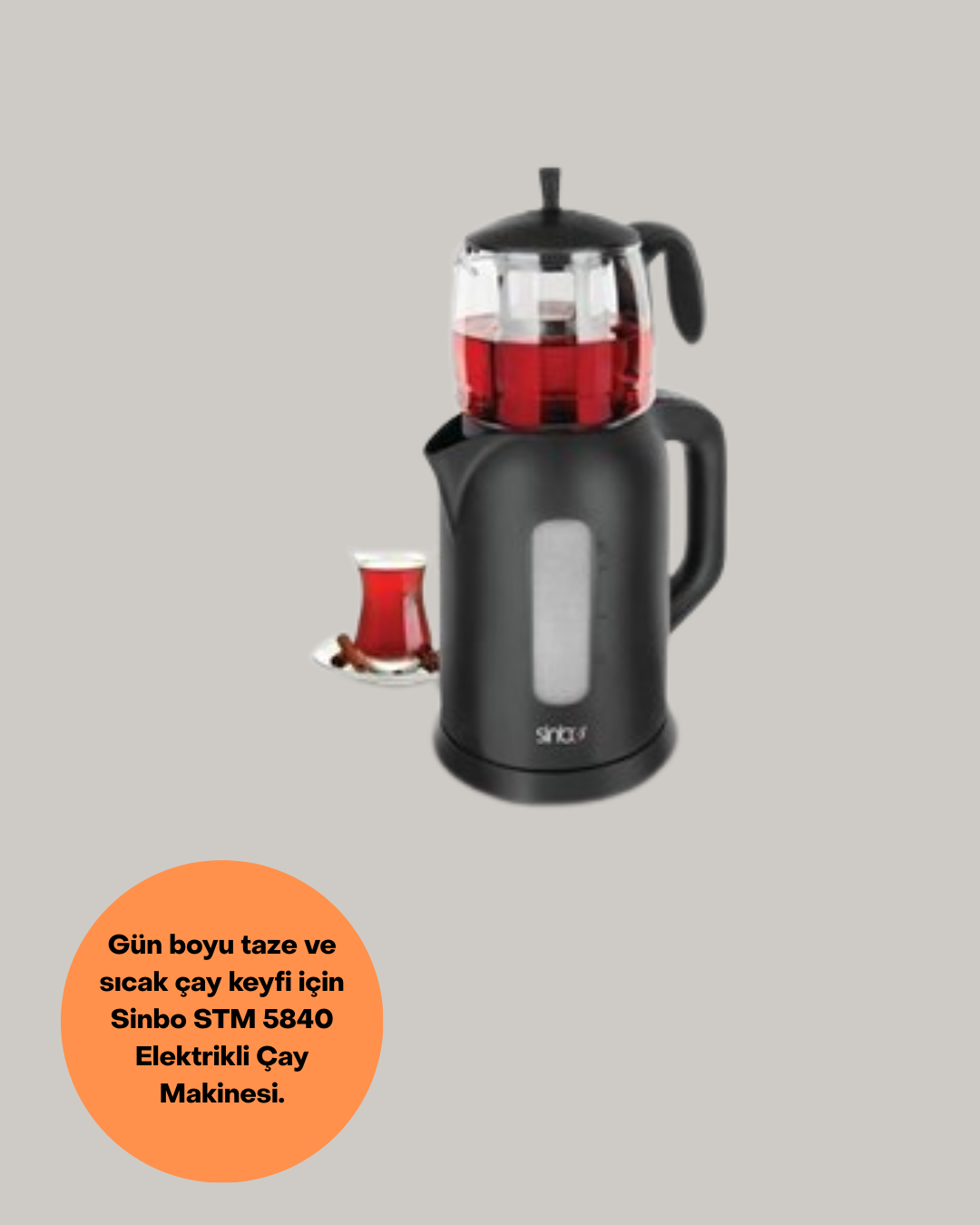 0,9 L Cam Demlik ve 1,7 L Su Haznesi ile Çay Keyfi