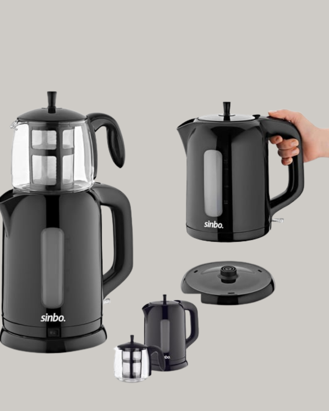 0,9 L Cam Demlik ve 1,7 L Su Haznesi ile Çay Keyfi