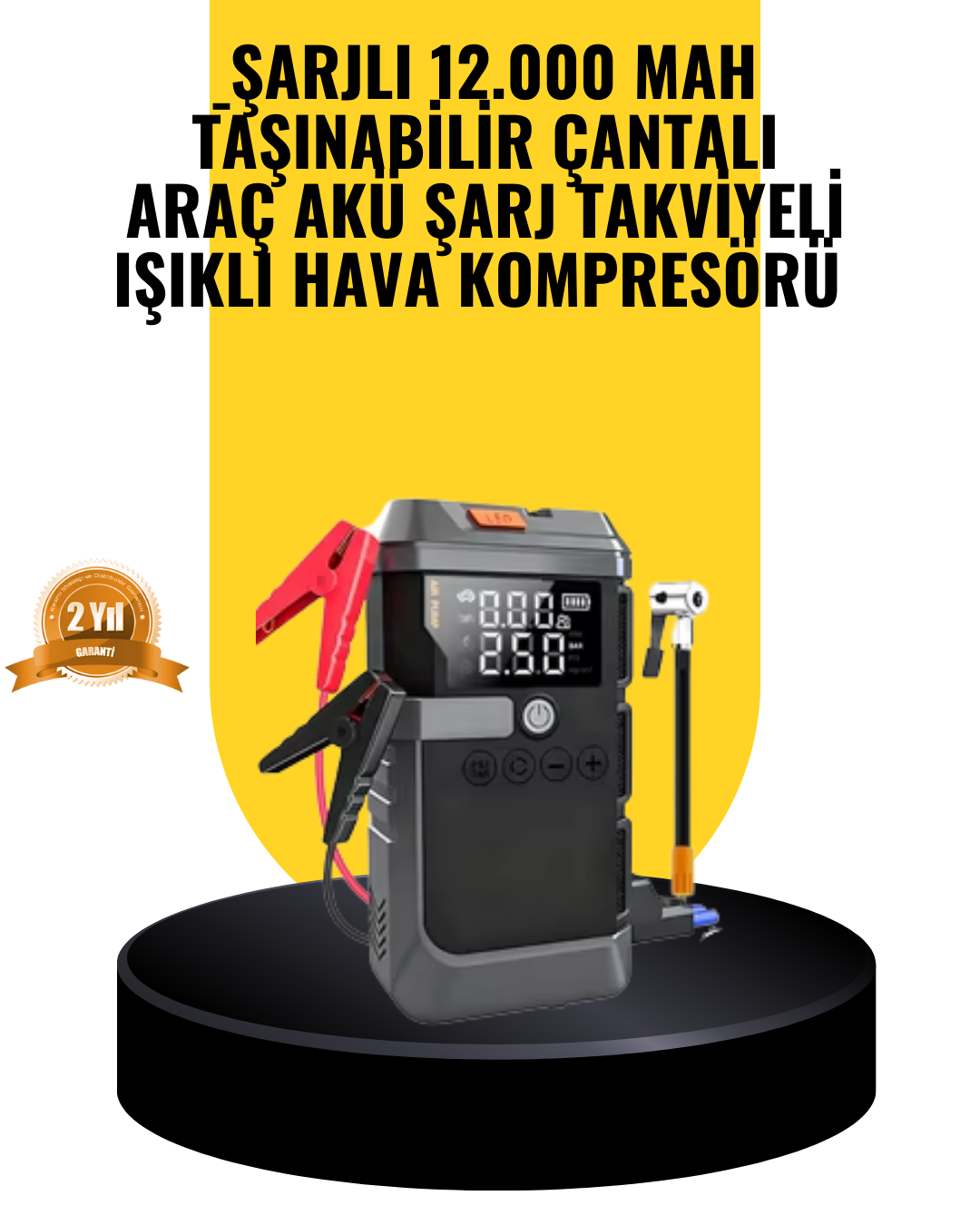 Işıklı Hava Kompresörlü Taşınabilir Akü Takviye Ünitesi