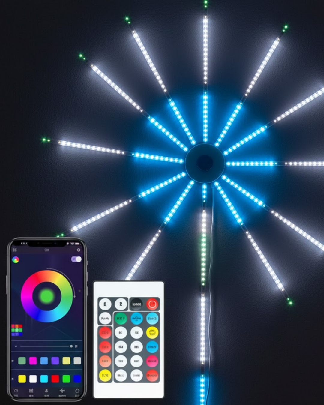 RGB LED Duvar Dekoru Sökülebilir Kollu Havai Fişek Işık Sistemi