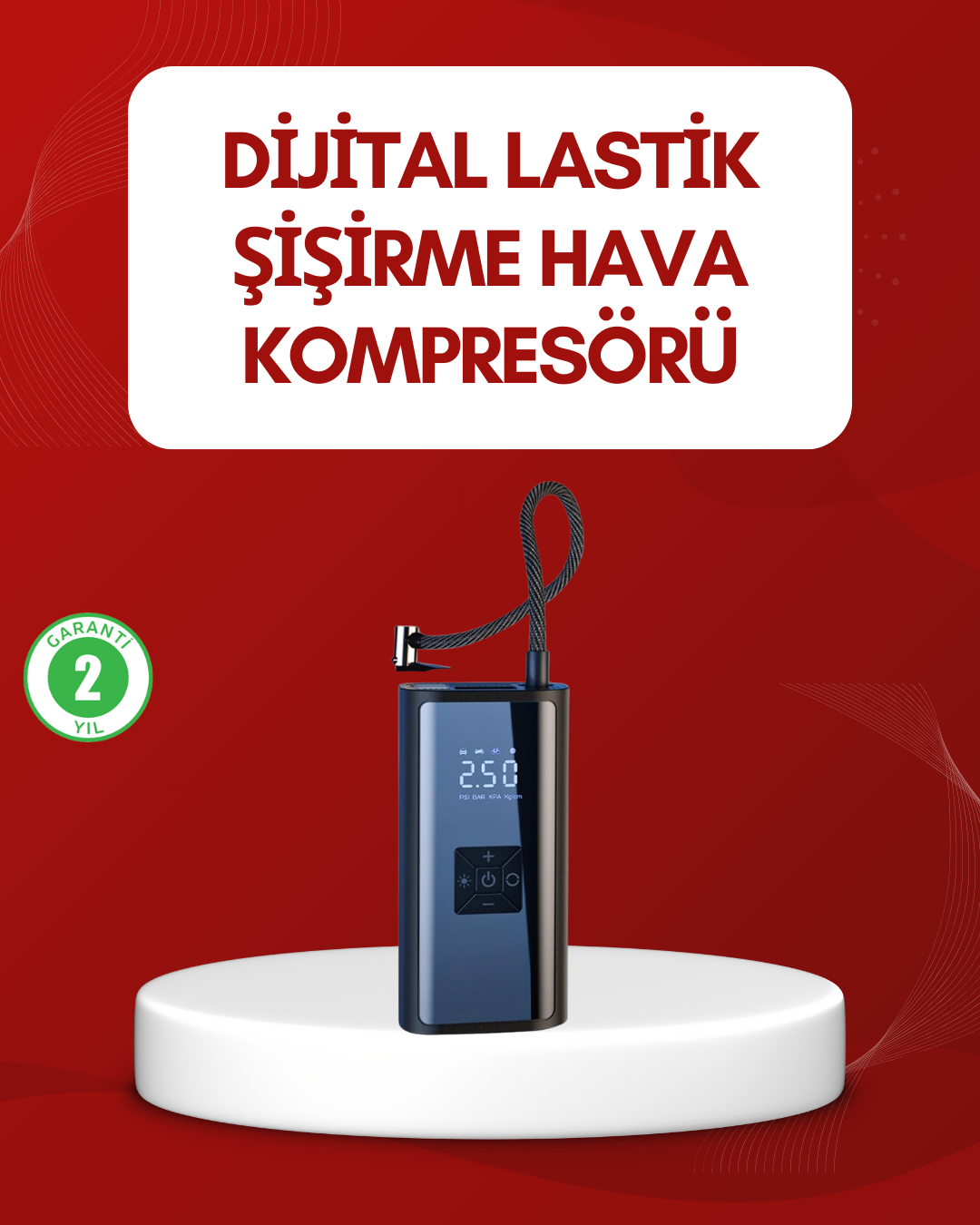 12V Uyumlu Çok İşlevli Akıllı Araç Lastik Pompası