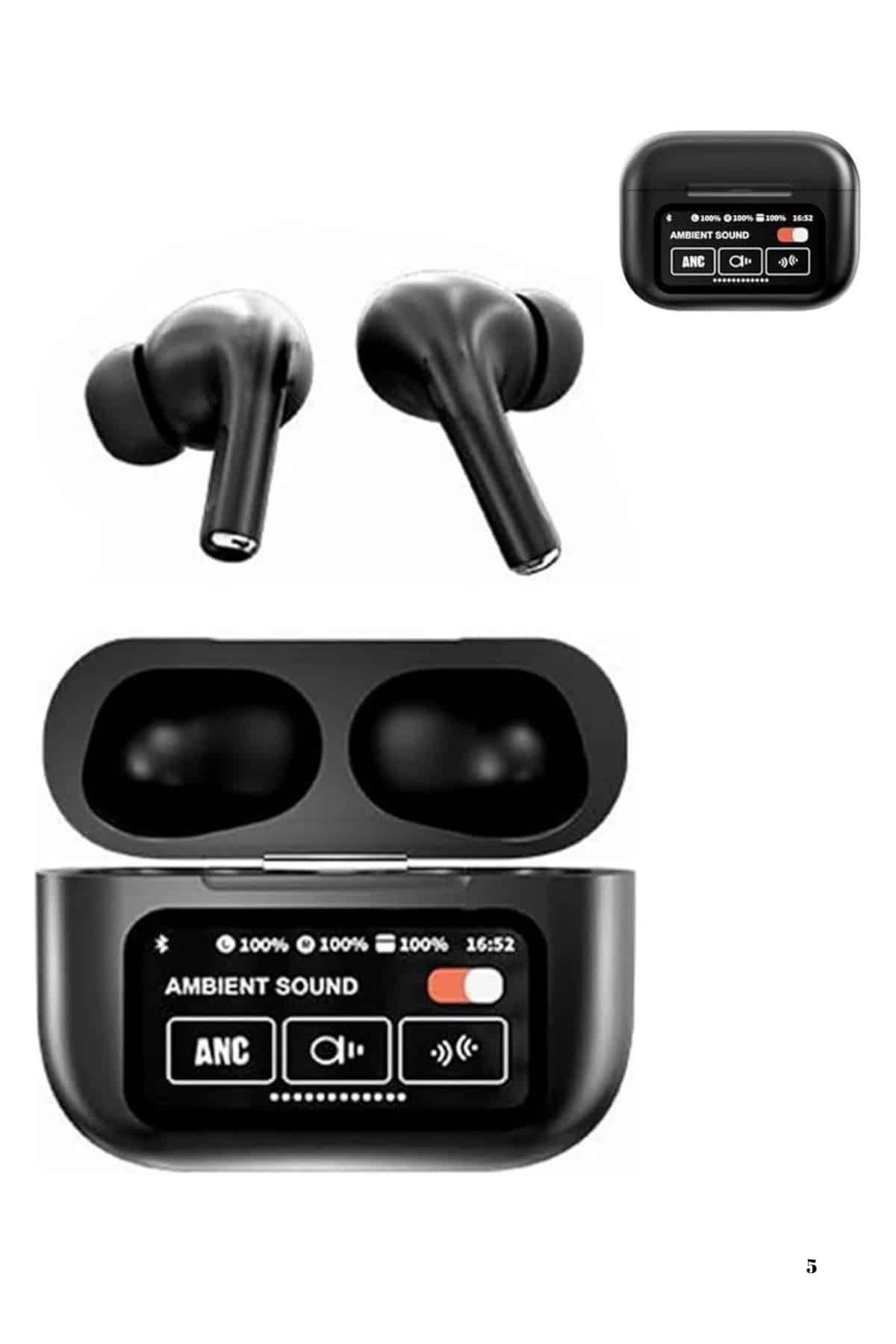 Yeni Nesil ANC Özellikli Çağrı Cevaplayan Dokunmatik Ekranlı Bluetooth Kulaklık Siyah