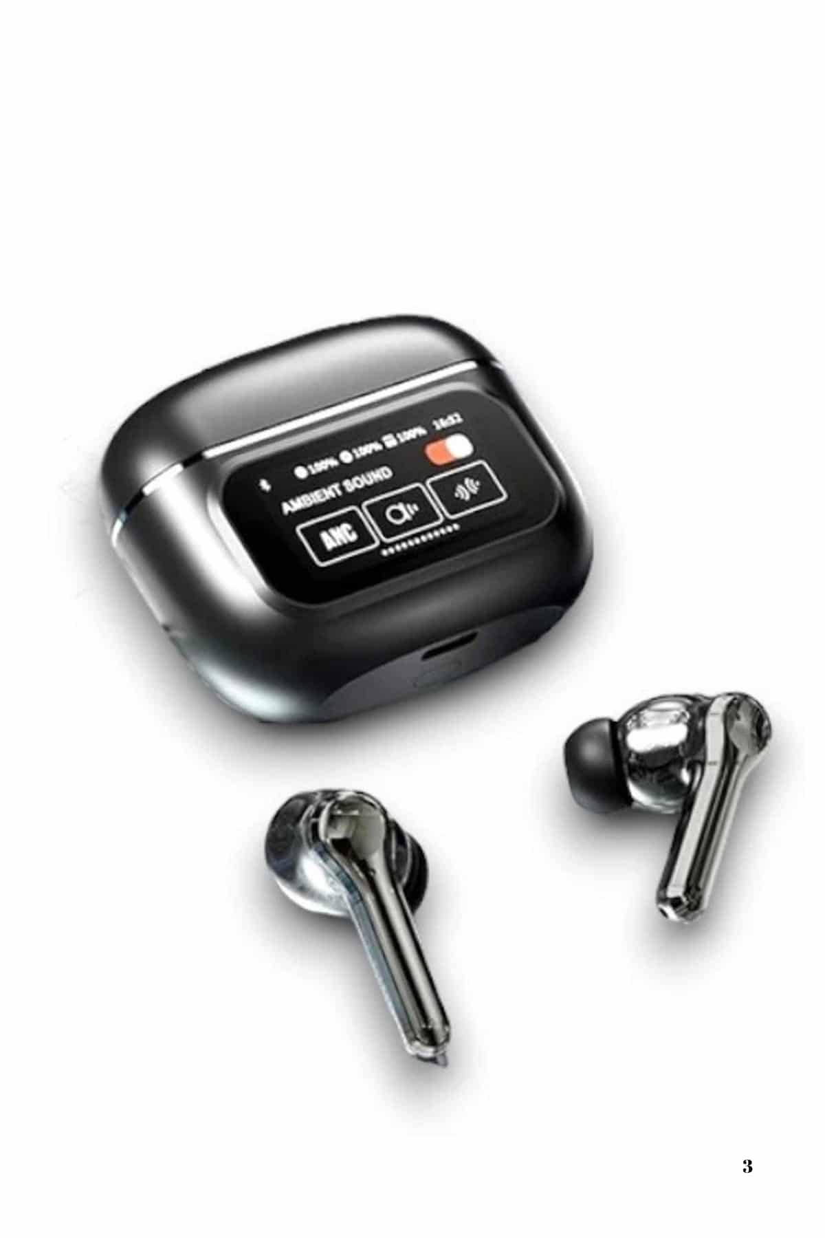 Yeni Nesil ANC Özellikli Çağrı Cevaplayan Dokunmatik Ekranlı Bluetooth Kulaklık Siyah