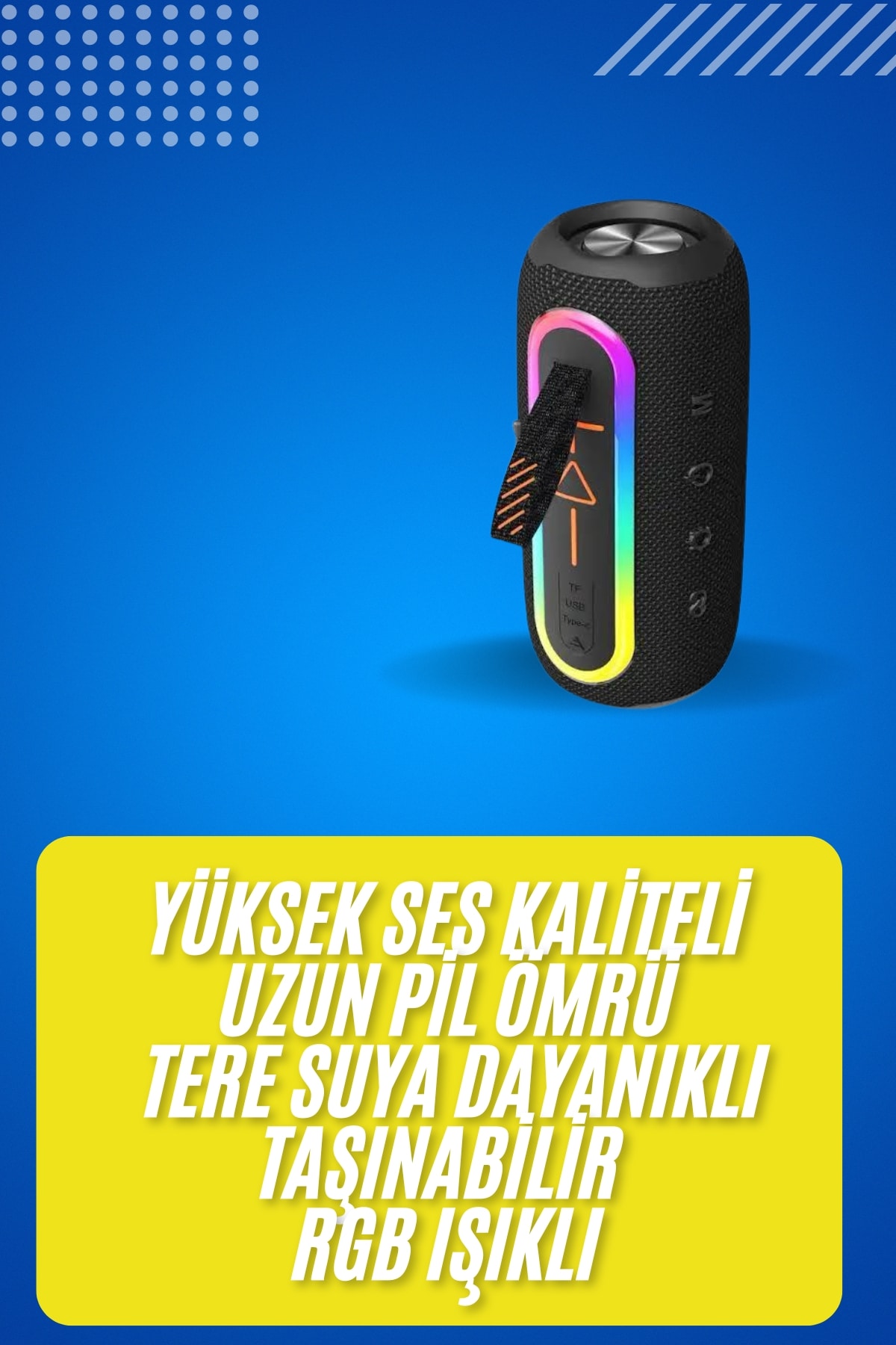 Bluetooth Hoparlör USB Şarjlı Uzun Pil Ömrü Android ve İOS Uyumlu Renkli