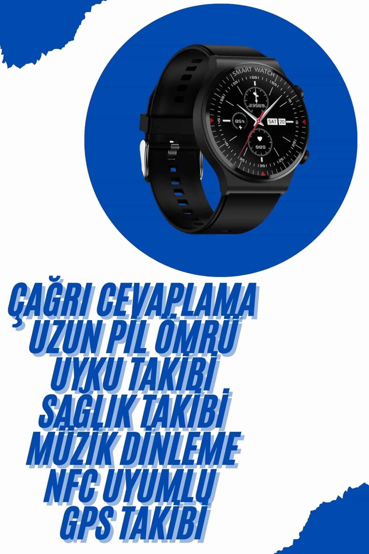 Akıllı Saat Yeni Nesil Üç Kordonlu Nabız Ölçer Çağrı Cevaplama