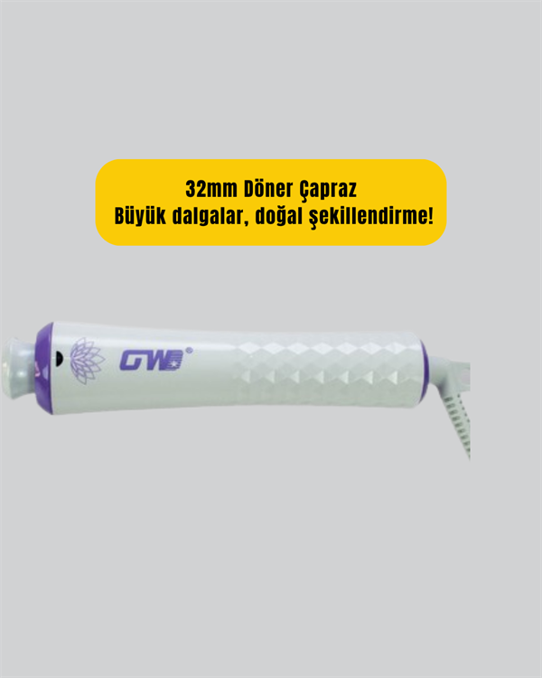 GW Taşınabilir Saç Maşası – 360° Döner Kablo, Negatif İyonlu Seramik Teknoloji