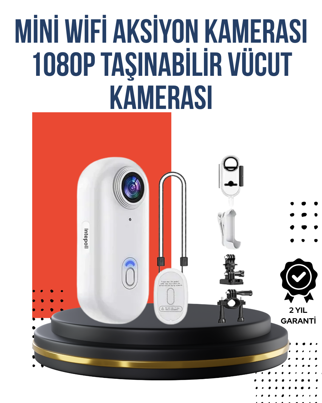 360° Klipsli Manyetik Spor Kamera Yüksek Çözünürlük