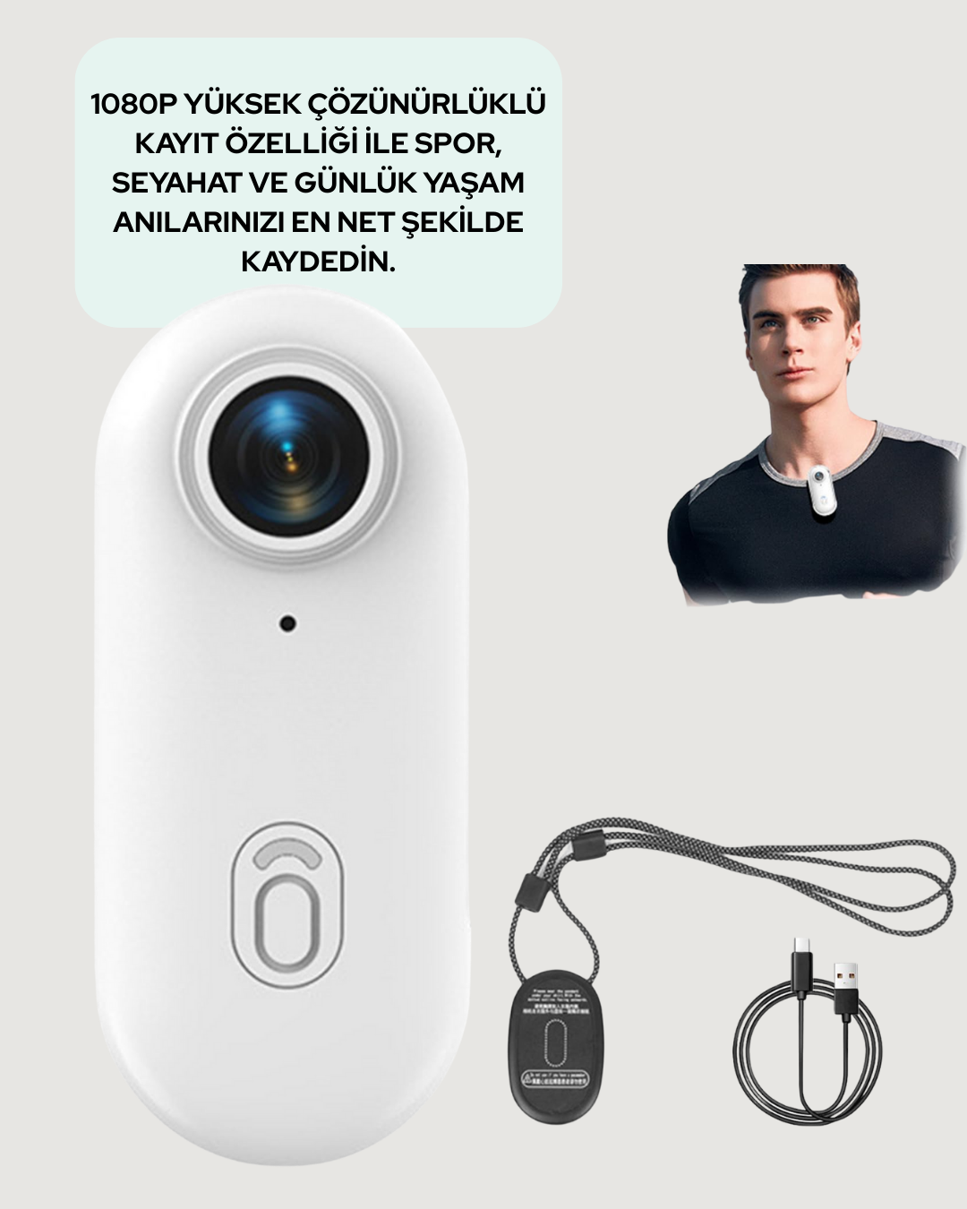 Şarj Edilebilir Uzun Ömürlü Mini Spor Kamera Full HD