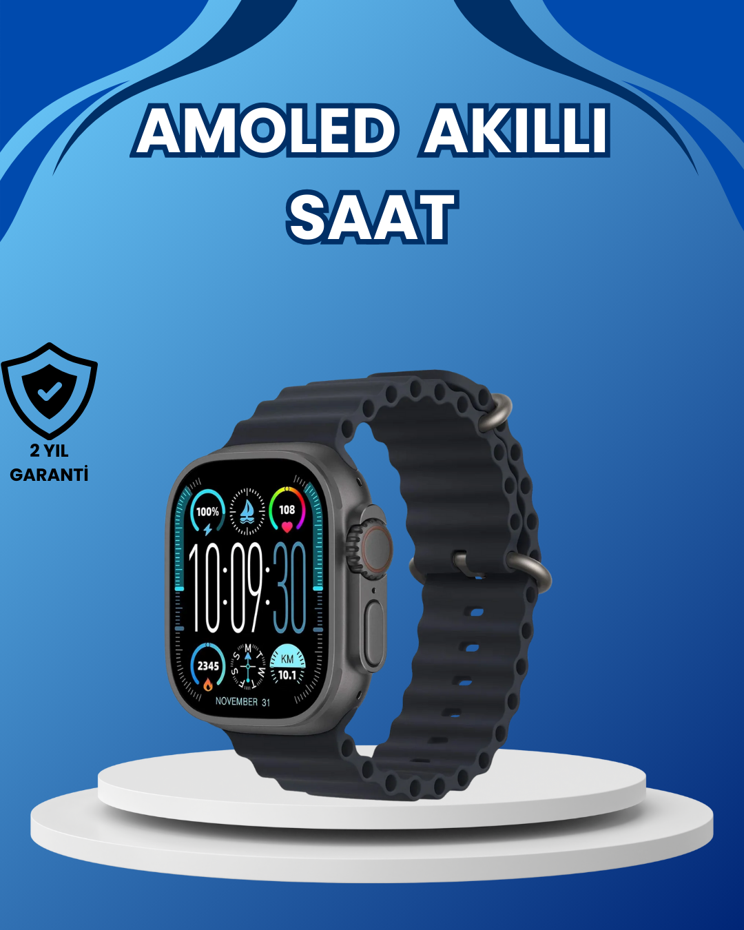 AMOLED Ultra Akıllı Saat 15 Gün Batarya Güçlü Ekran