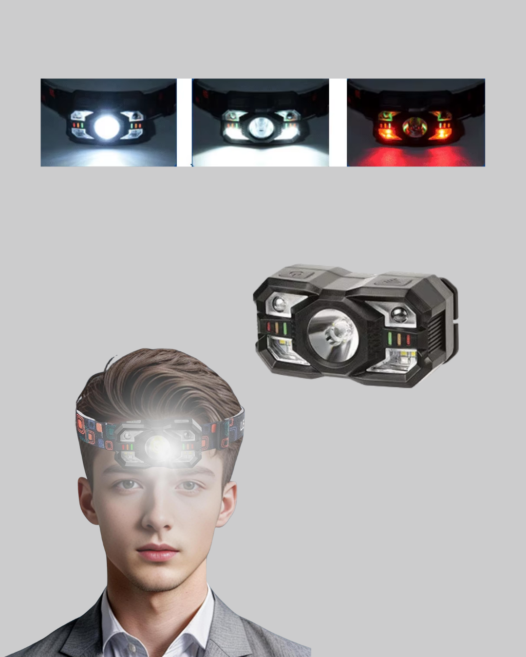 Şarj Edilebilir LED Far Hareket Sensörlü 5 Modlu Outdoor