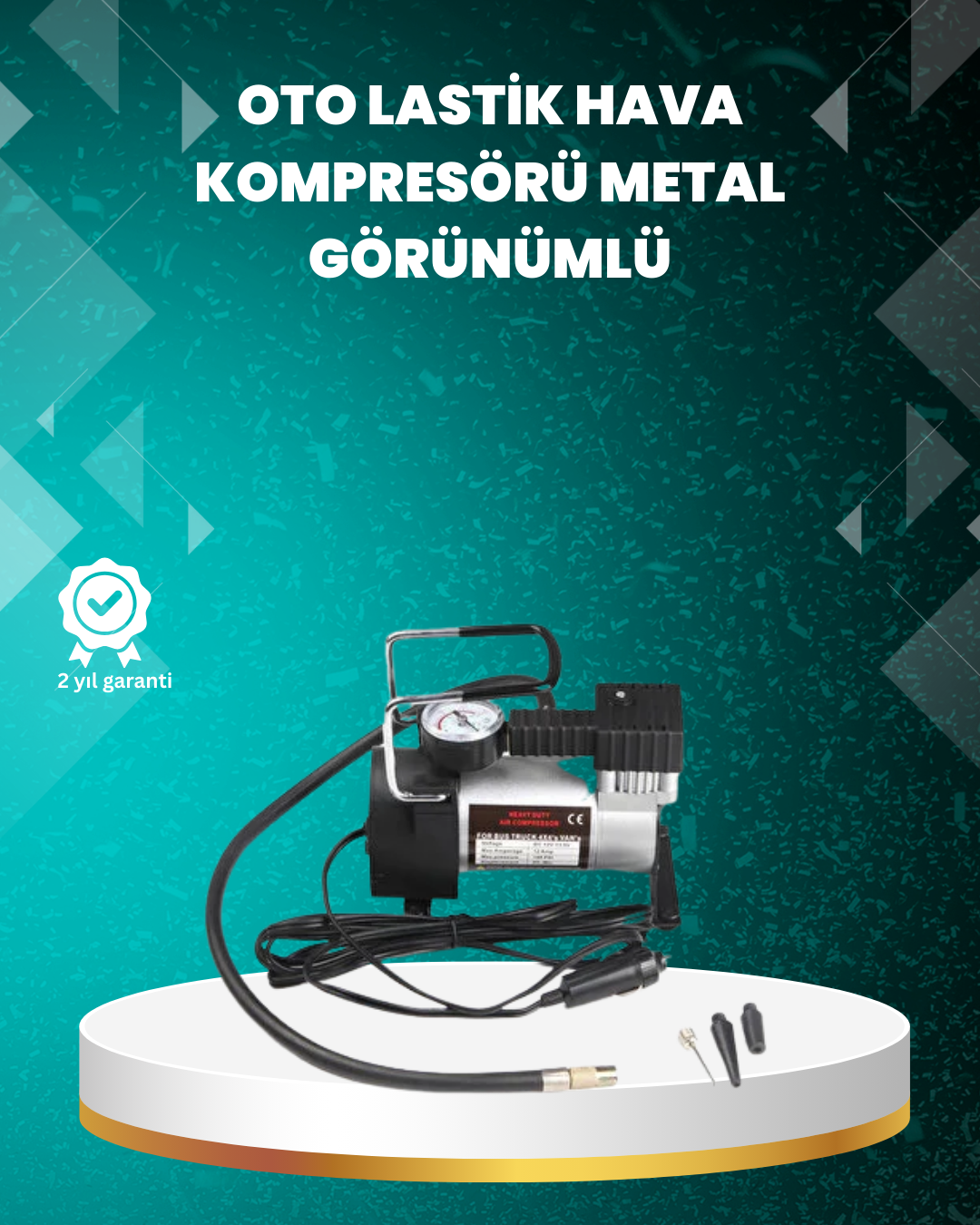 Ağır Hizmet Tipi Oto Kompresör 140 PSI Manometreli
