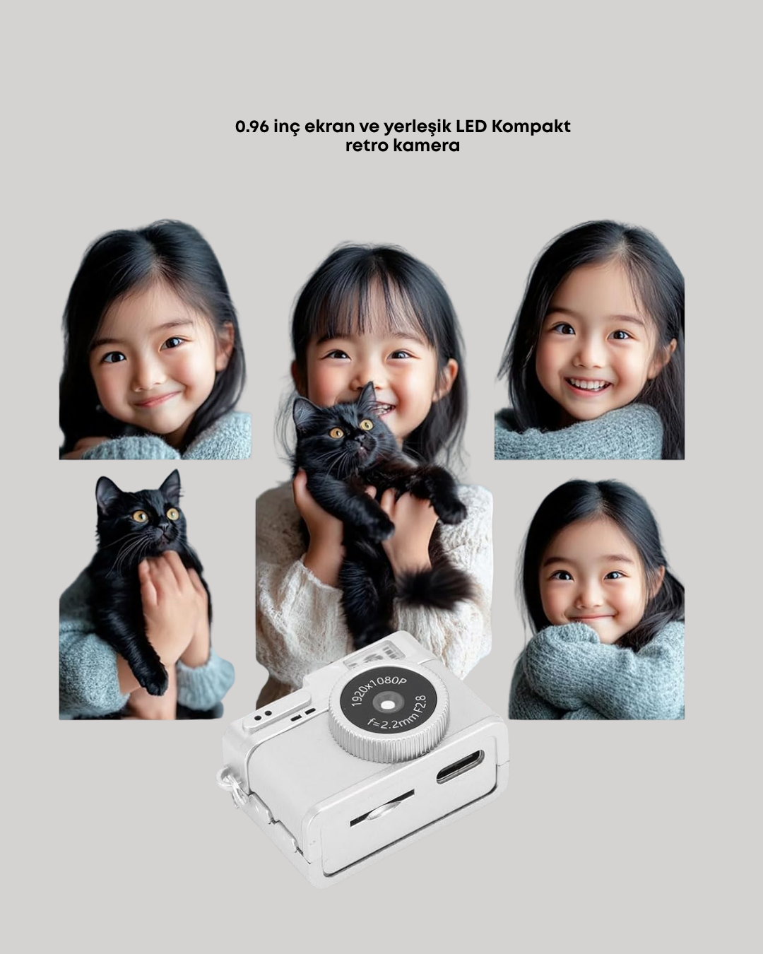 Taşınabilir Cep Boy Dijital Kamera LED Işıklı 1080P Video Çekim