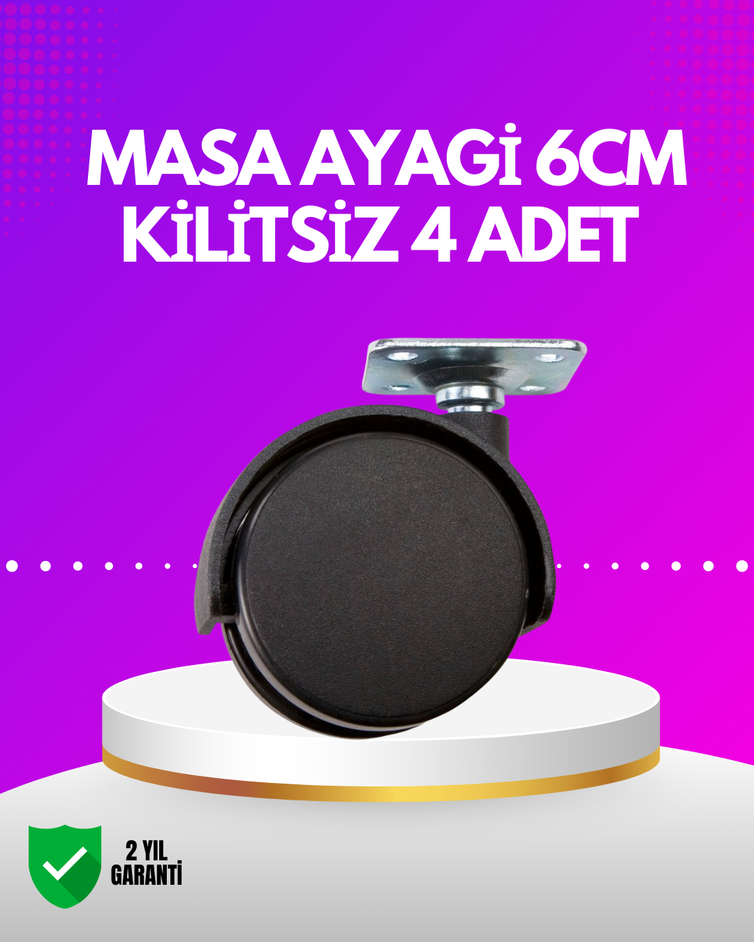 Masa ve Koltuk İçin Kilitsiz Tekerlek Seti 6 cm