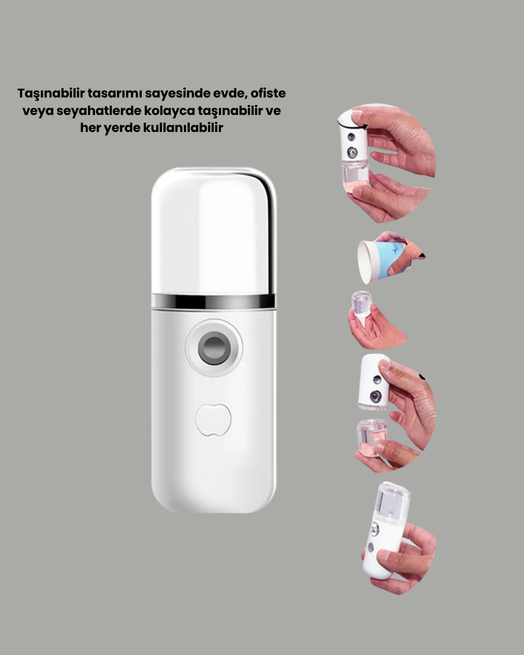 Mini Şarjlı Buhar Nemlendirici – Taşınabilir, Enerji Tasarruflu, Kablosuz Kullanım