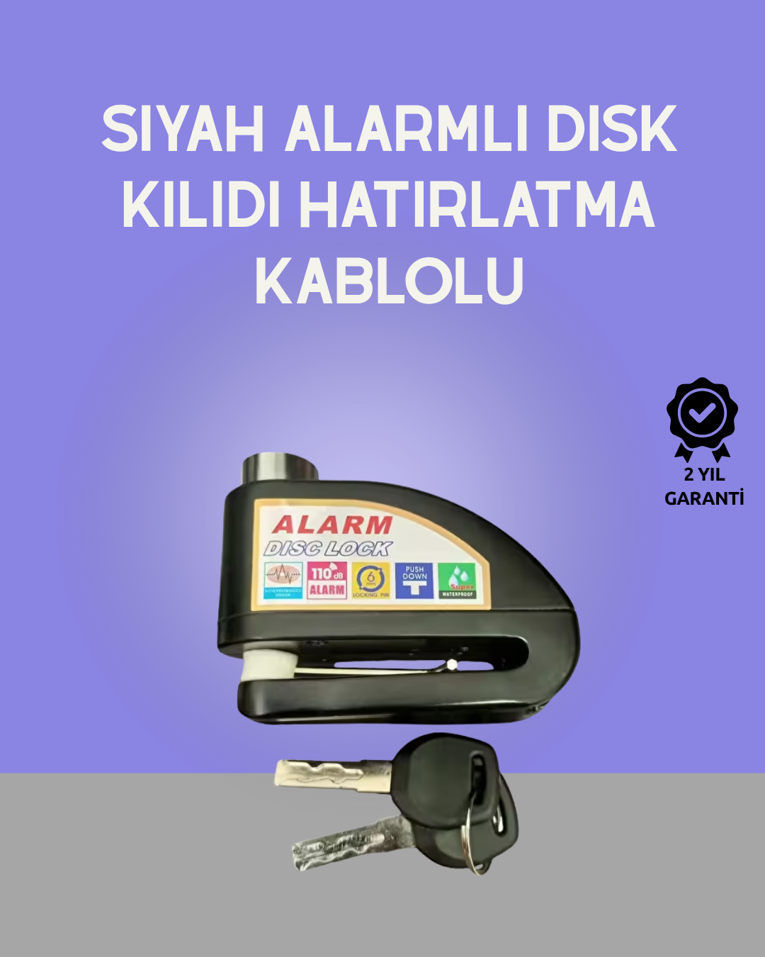 Yüksek Sesli 110dB Çelik Disk Kilidi Su Geçirmez