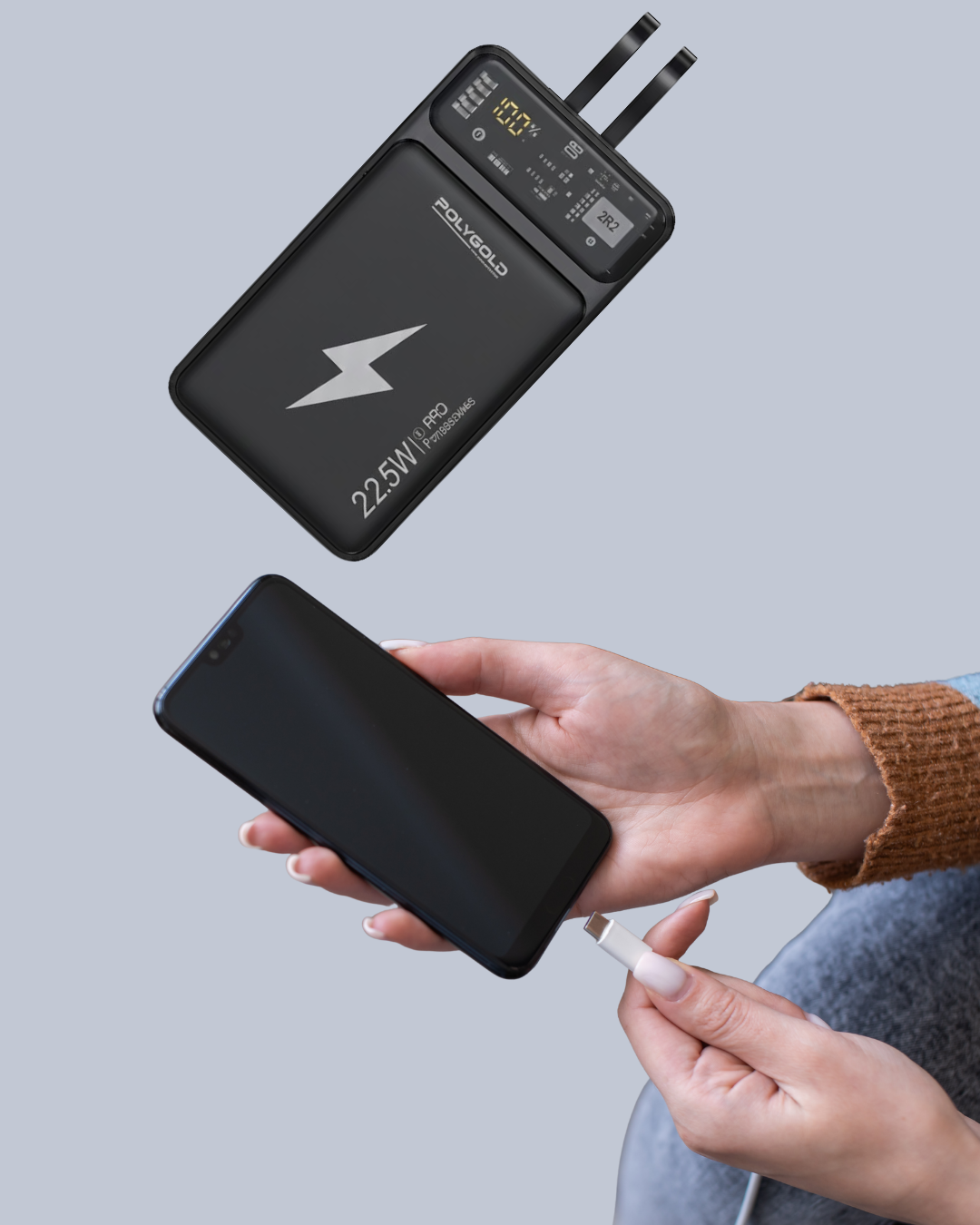 Powerbank Hızlı Şarj 10000 mAh Dahili Kablo