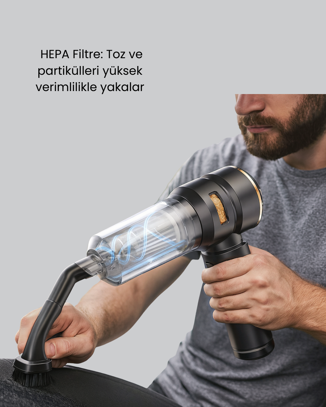 HEPA Filtreli Sessiz Çalışan Kablosuz Şarjlı Mini Süpürge