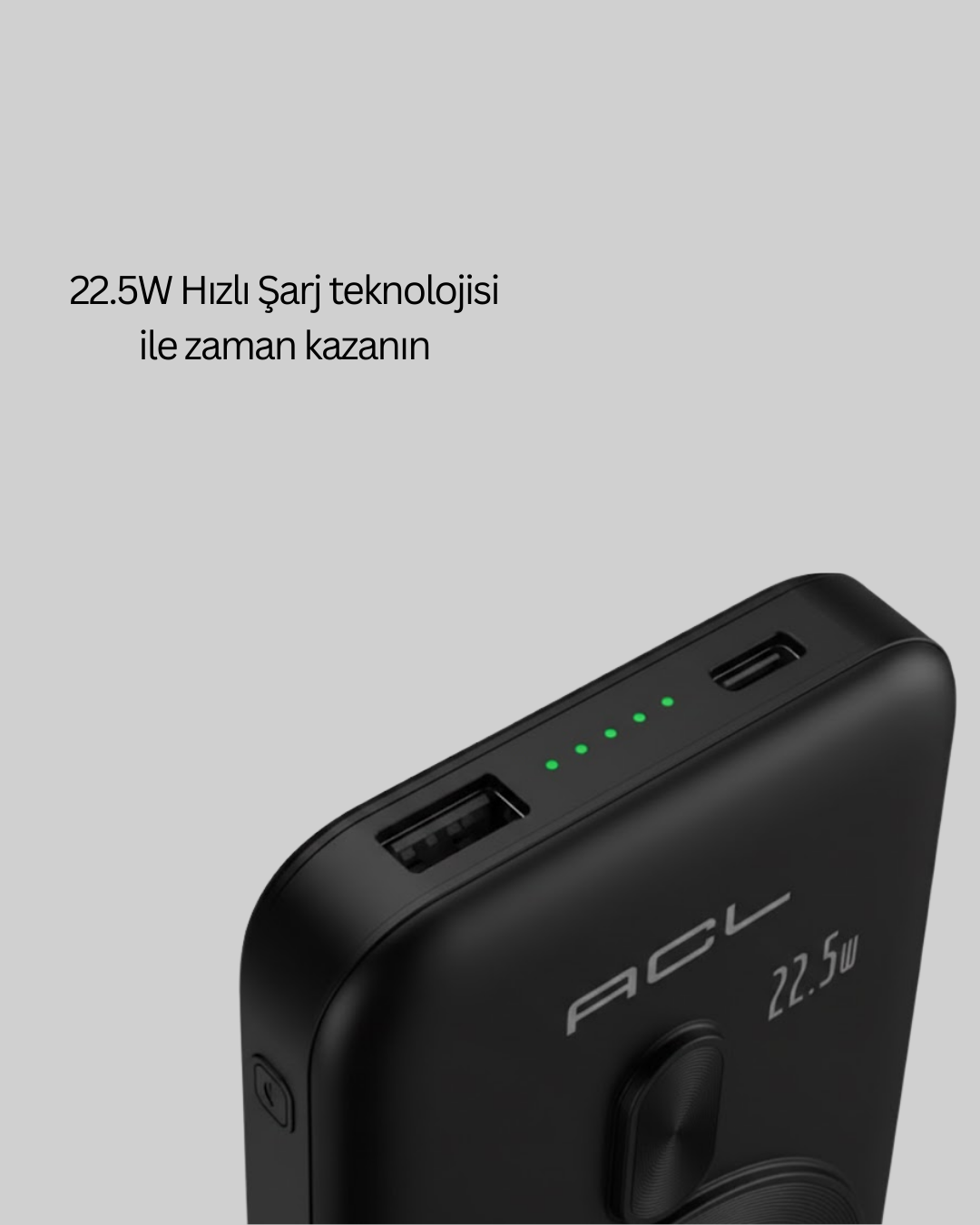 LCD Ekranlı Kablosuz Powerbank Type C ve USB Çıkışlı