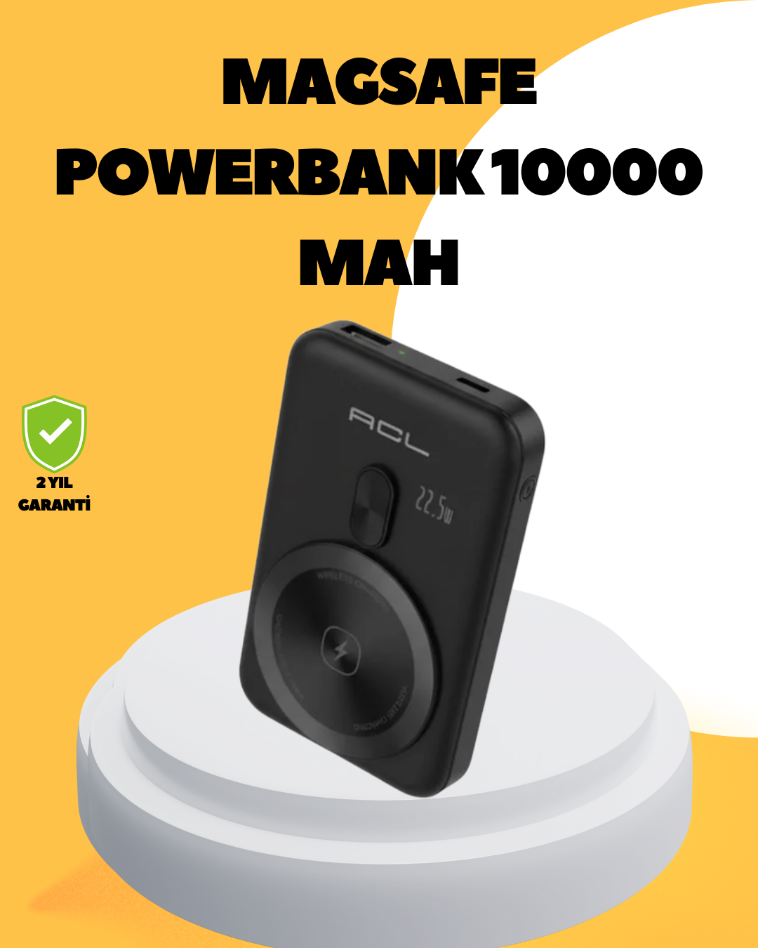 Manyetik Kablosuz Powerbank 22.5W Hızlı Şarj LCD Göstergeli