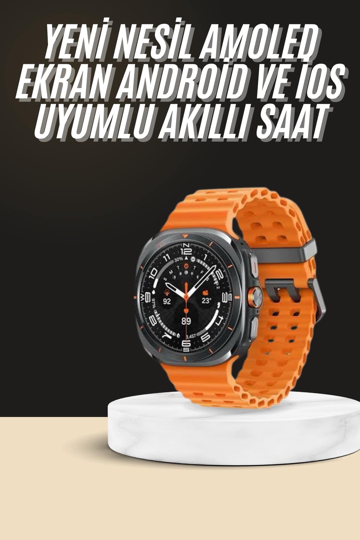 Akıllı Saat Unısex Zarif Görünümlü Titanyum Kasa Amoled Ekran Müzik Dinleme
