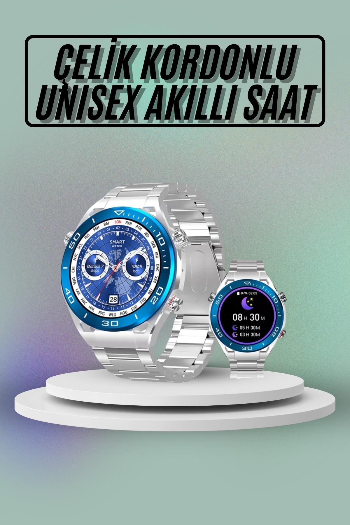 Akıllı Saat Çelik Kordonlu Amoled Ekran Android ve İOS Uyumlu Çağrı Cevaplayabilen