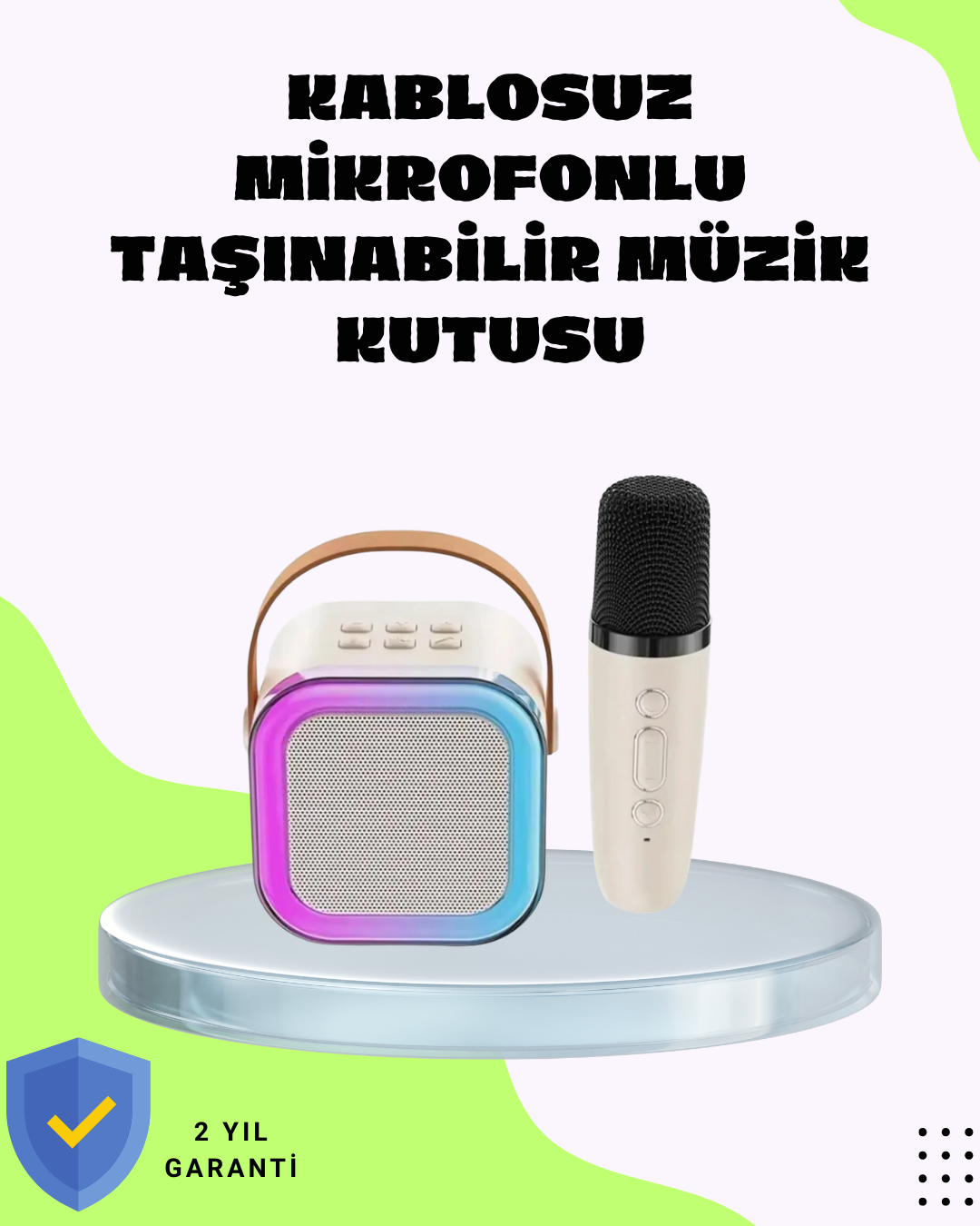 Taşınabilir Karaoke Mikrofon Seti Bluetooth Hoparlörlü