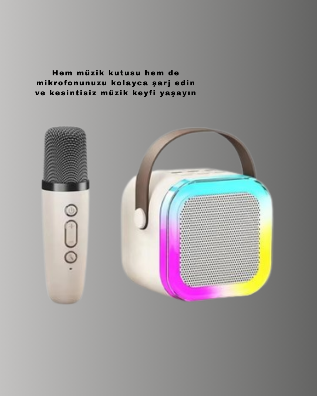 Karaoke Mikrofon Hoparlör Seti 6 Saat Kullanım Süresi