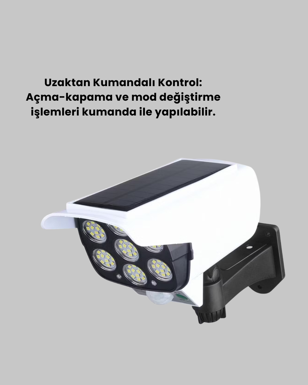 Uzaktan Kumandalı Güneş Enerjili LED Güvenlik Lambası Kamera Tipi Hareket Sensörlü