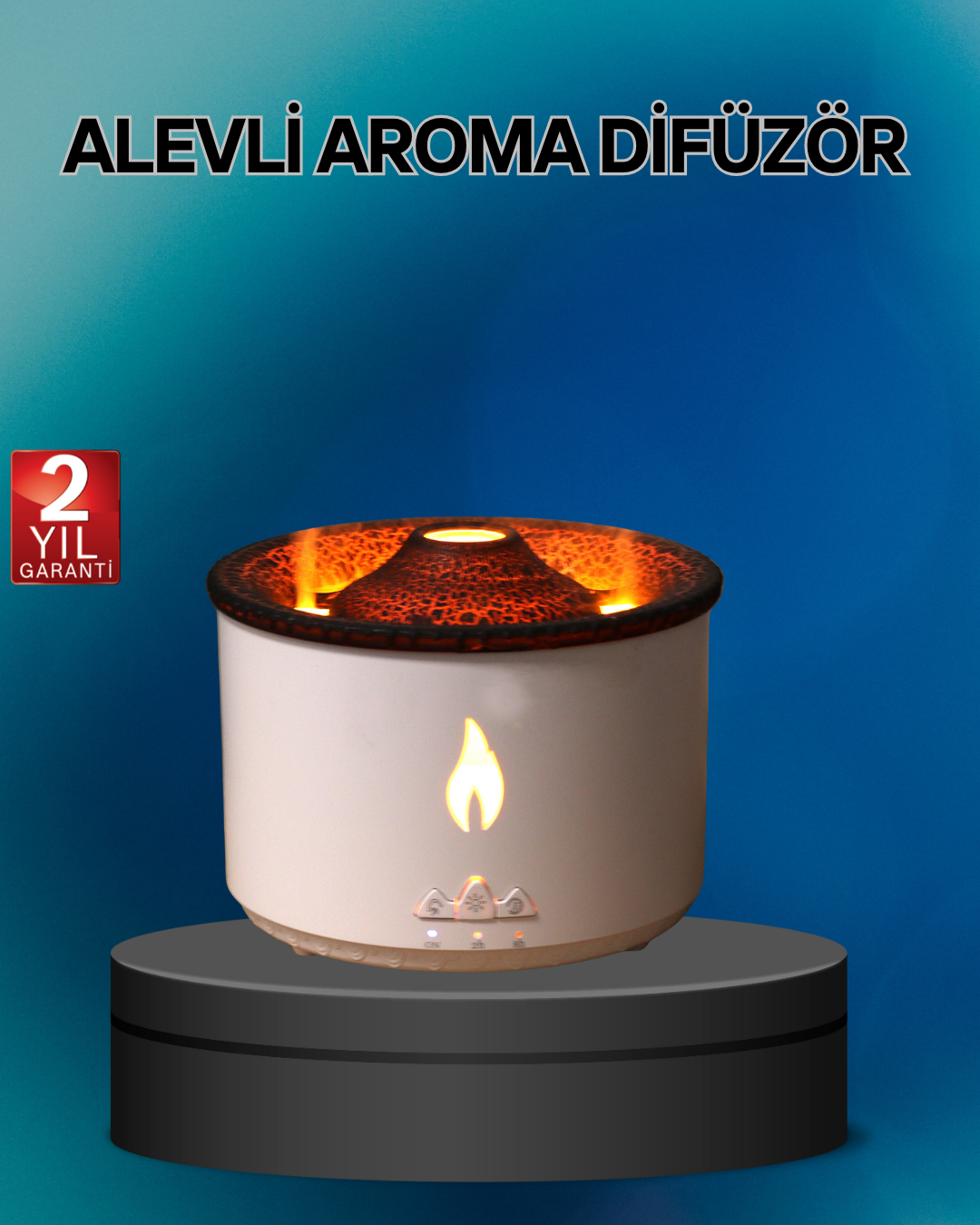 Alev Efektli Buhar Makinesi – Aromaterapi, Nemlendirme ve Işık Modlu Tasarım