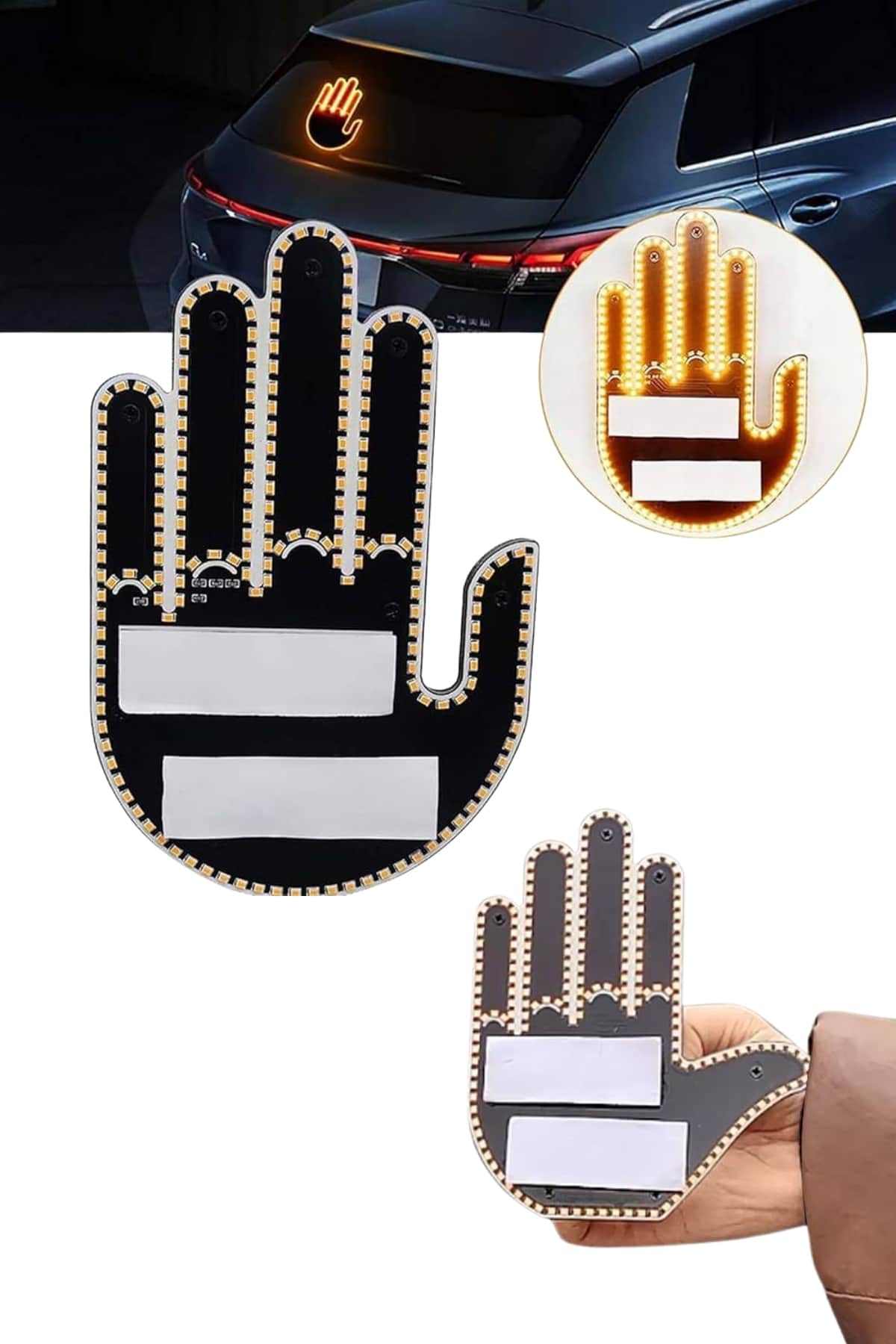 Uzaktan Kumandalı El Orta Parmak Led Araç Camına Özel
