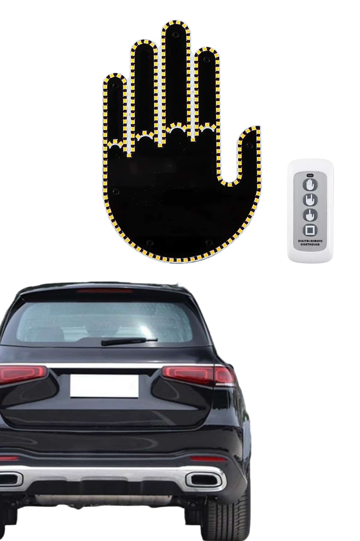 Uzaktan Kumandalı El Orta Parmak Led Araç Camına Özel