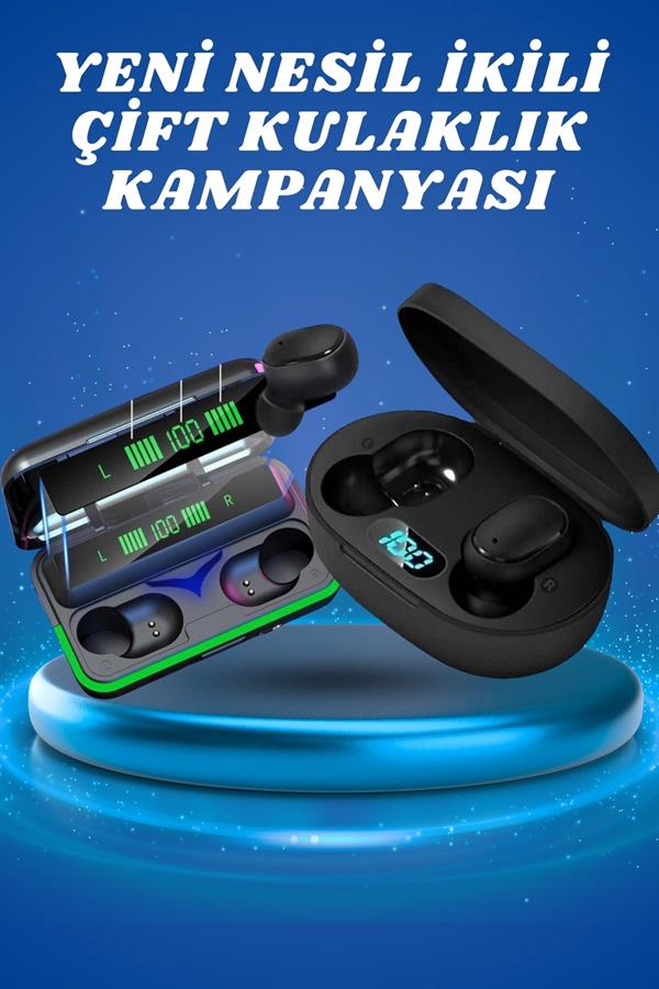İkili Bluetooth Kulaklık Dijital Göstergeli Uzun Pil Ömrü Yüksek Ses Kaliteli