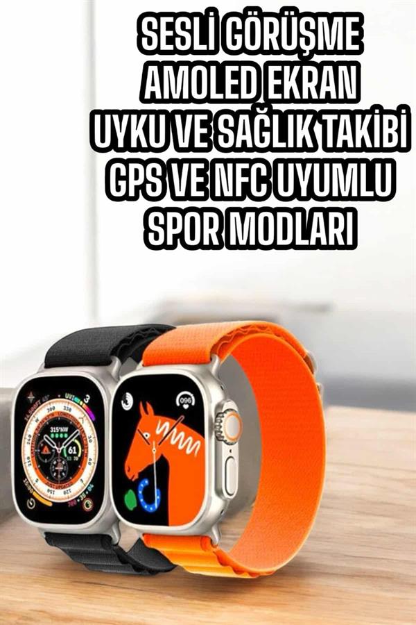 Akıllı Saat Uyku ve Spor Takibi Yeni Nesil Bluetooth Bağlantılı Amoled Ekran