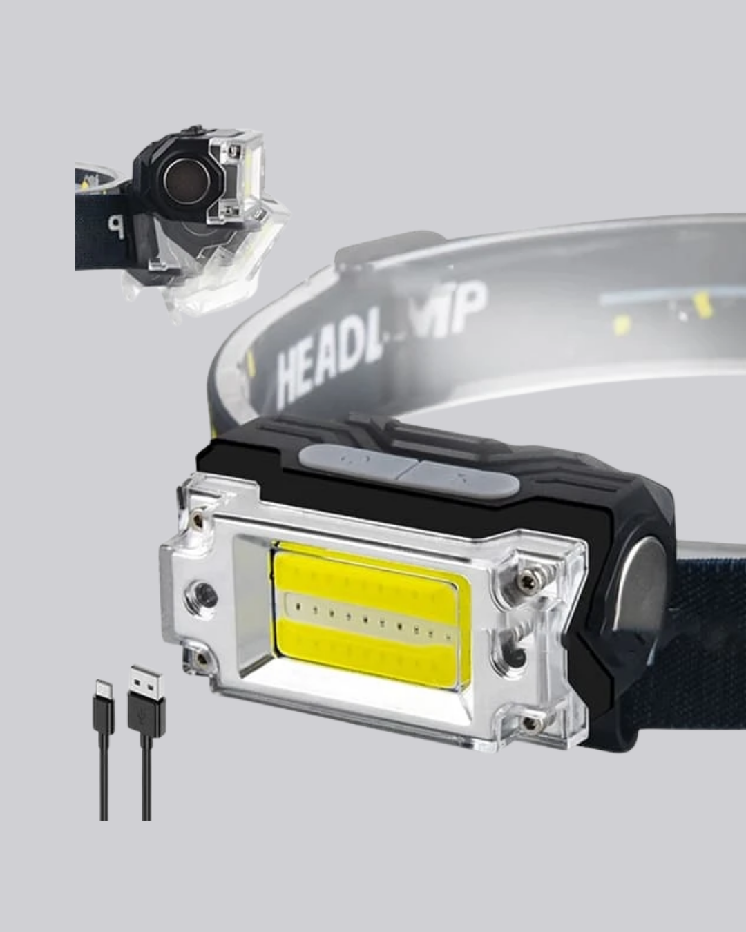 USB Şarjlı Mini LED KAFA Feneri 50m Odak 150m Geniş Aydınlatm