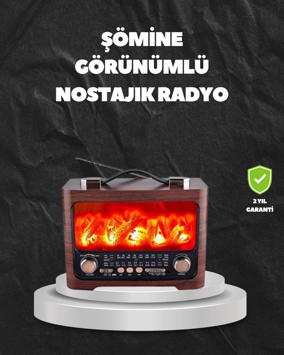 Solar Şarjlı Şömine Işıklı Bluetooth Hoparlör – Radyo, USB, TF Kart Destekli