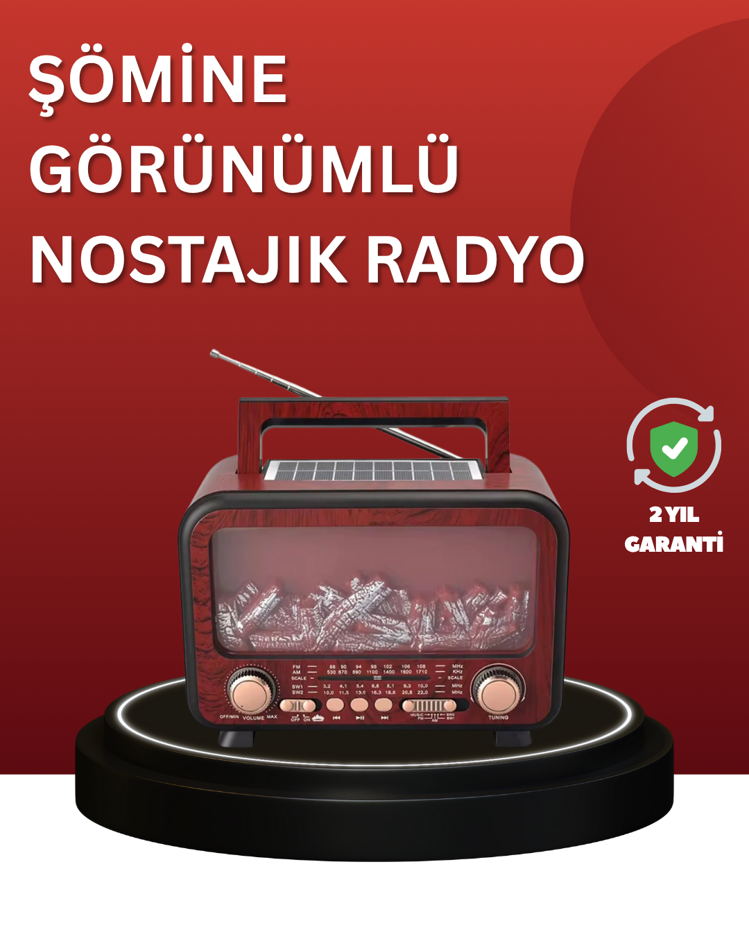 Solar Panelli Alev Işıklı Bluetooth Hoparlör – Çoklu Giriş, Uzun Pil Ömrü