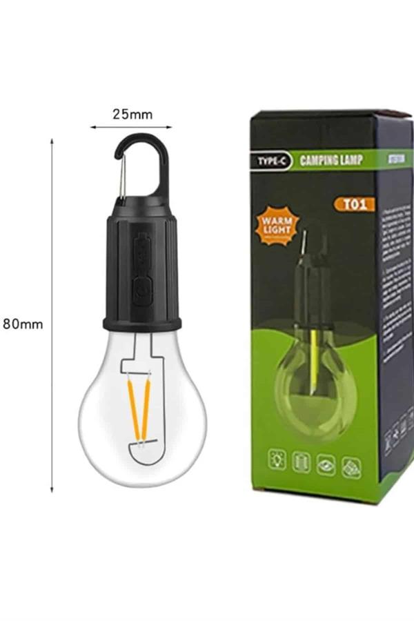 3 Farklı Mod LED'li Şarjlı Asma Kancalı Kamp Lambası Taşınabilir Ampul