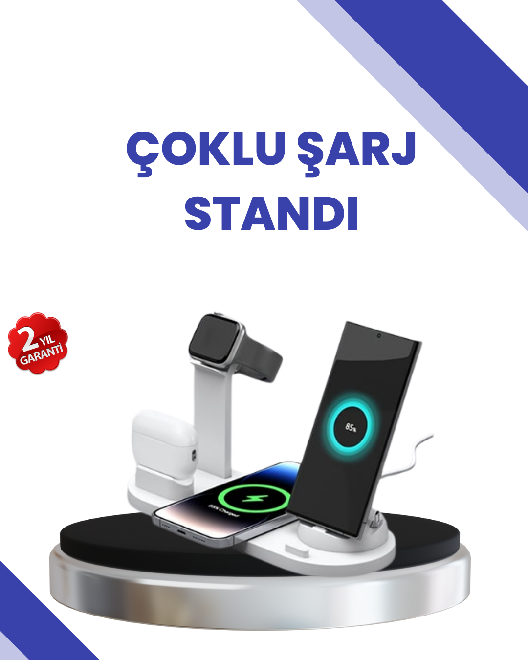 Masaüstü Düzenleyici 4’ü 1 Arada Kablosuz Şarj Aksesuarı