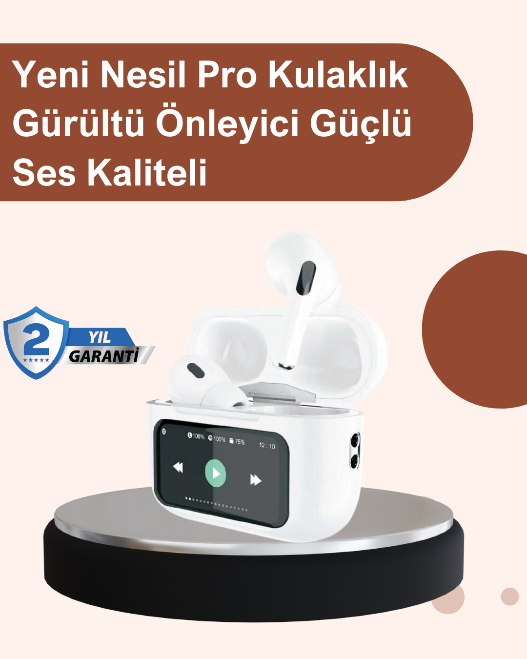 Otomatik Bağlantılı Bluetooth Kulaklık ANC Özellikli Su ve Ter Dayanıklı