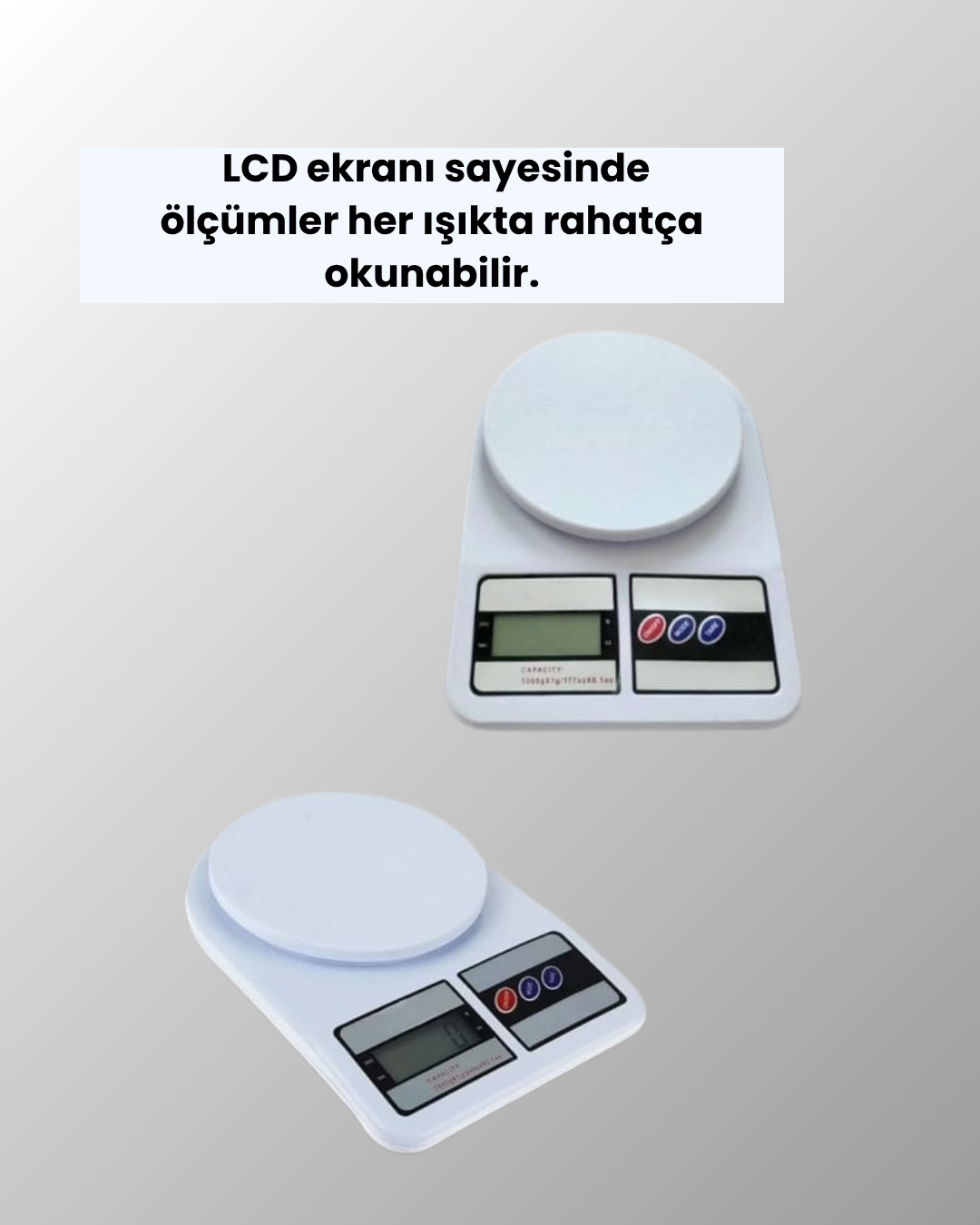 Beyaz Plastik Dijital Mutfak Tartısı – 24x16.8x1.5cm