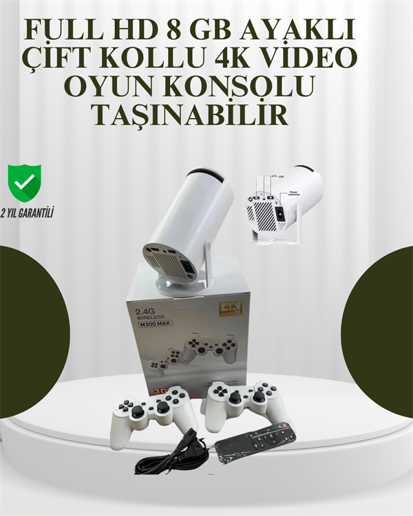 Portatif 4K Projeksiyon – 4.000 Uygulama, Kablosuz Yansıtma ve Bluetooth 5.0