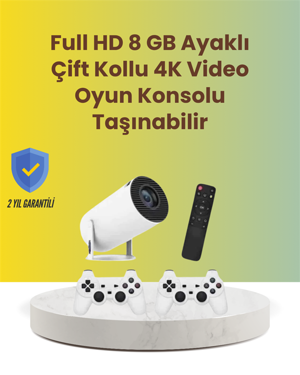 TÇift Kollu Tasarımlı Kablosuz Projeksiyon – 4K, 10.000 Oyun ve Smart App Desteği