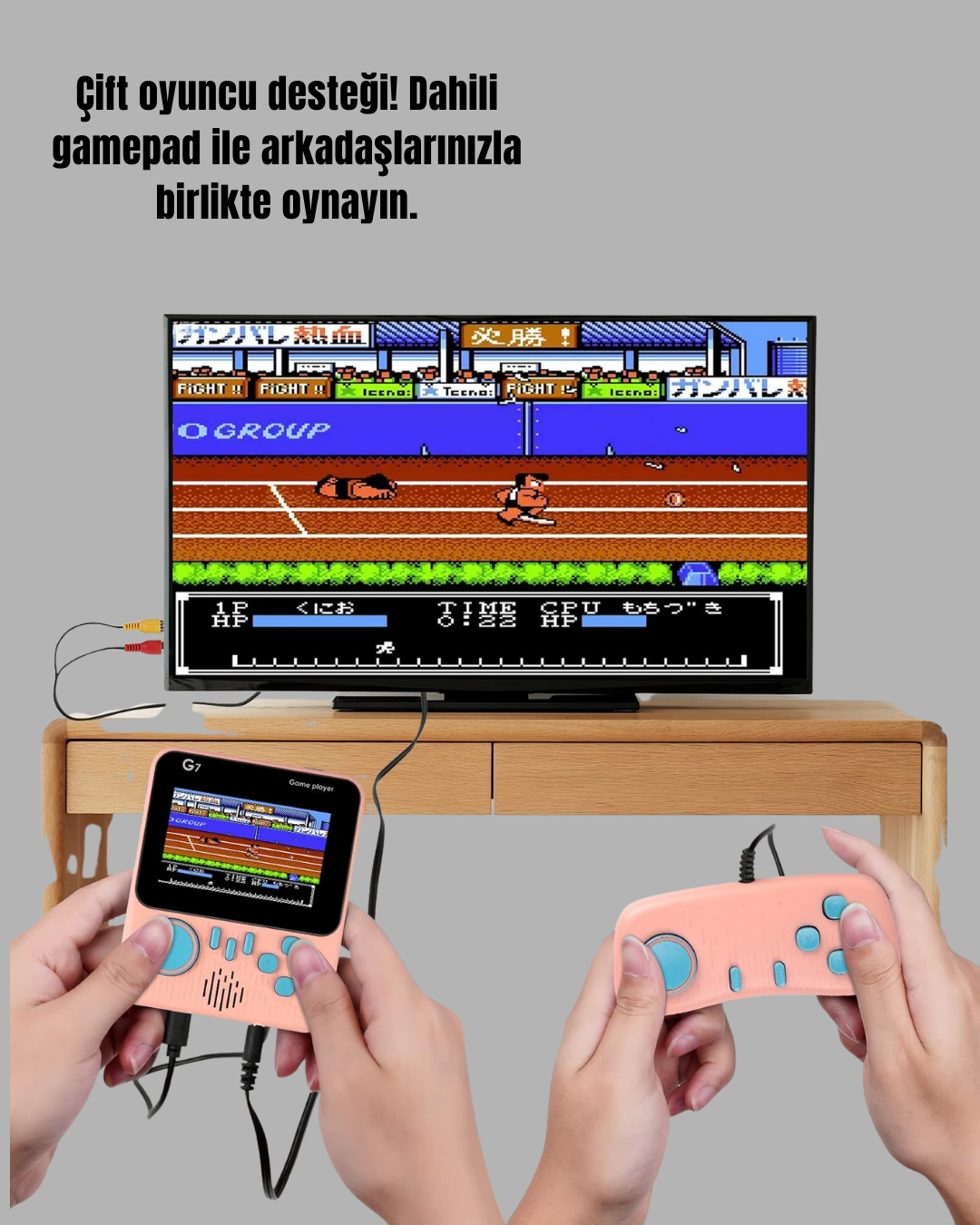 TV Bağlantılı Çift Oyunculu Şarjlı Retro Gamepad Seti