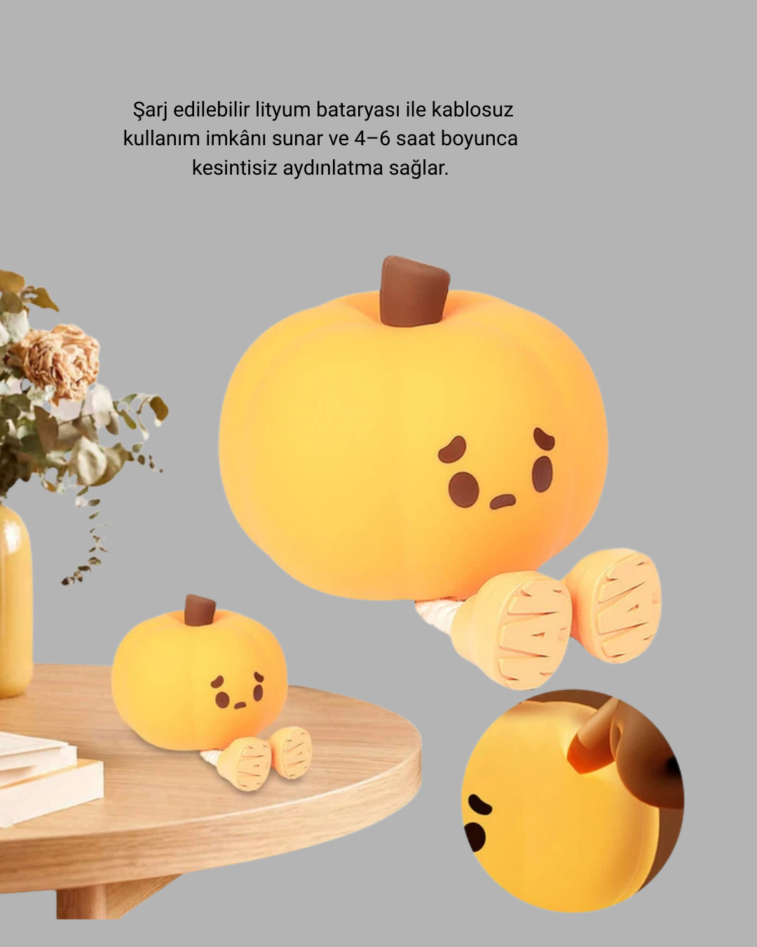 Dekoratif Pumpkin Gece Lambası Şarjlı Dokunmatik LED Işık