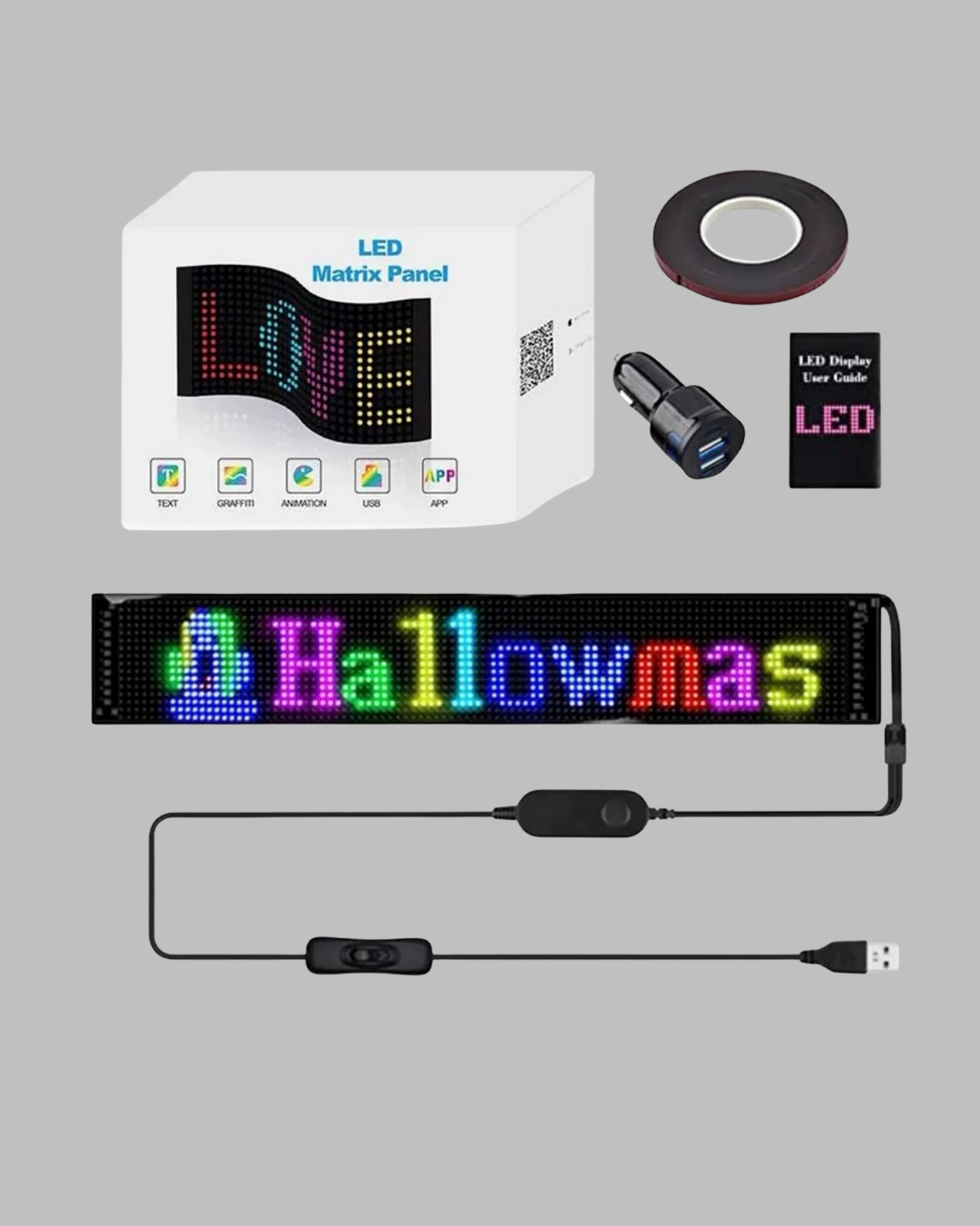 Kayan Yazı Destekli RGB LED Reklam Paneli USB ile Kolay Kurulumlu